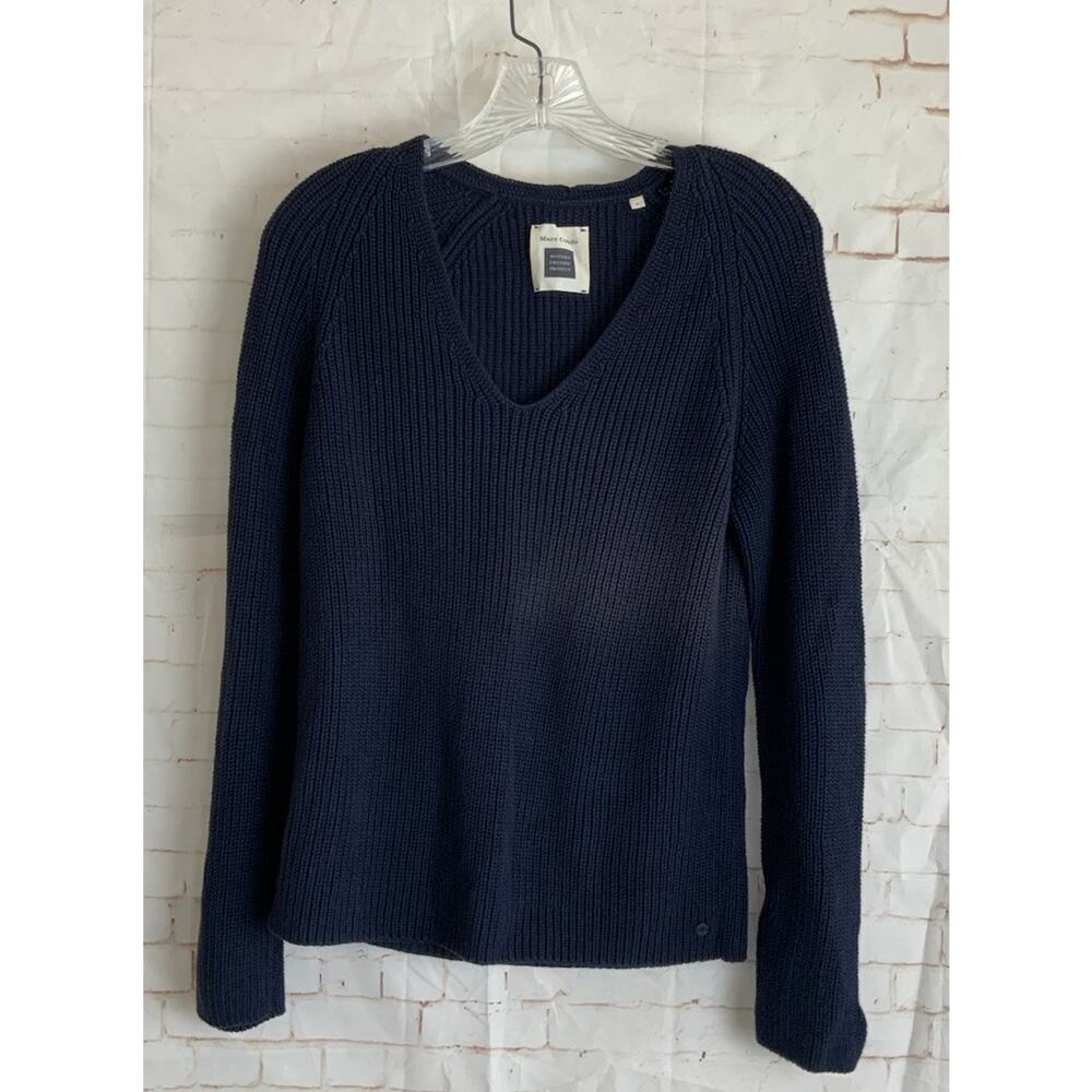 Marc O'Polo Womens Blue V Neck Organic‎ Cotton Sweater Size S